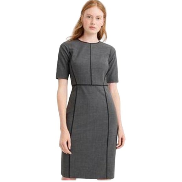 J Crew 365 Everyday Stretch Heather Gray Paneled Sheath Dress 00 P Knee Length - Picture 1 of 10
